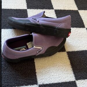 Vans Lavender Slip-On Shoes with Black checkered gum